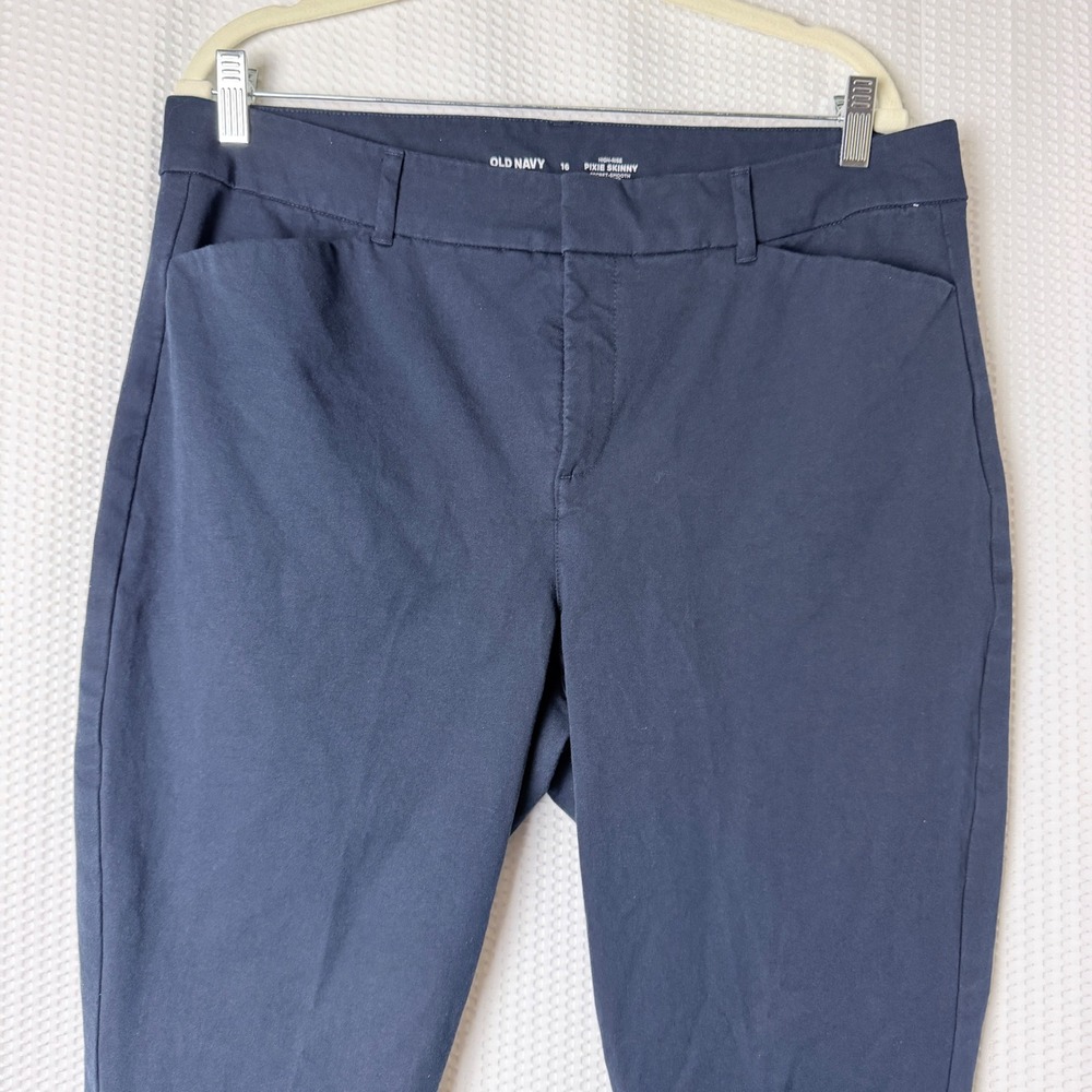 Old Navy Pixie Skinny Pants Womens 16 Navy Blue High Rise Secret Smooth Pockets - Picture 5 of 10
